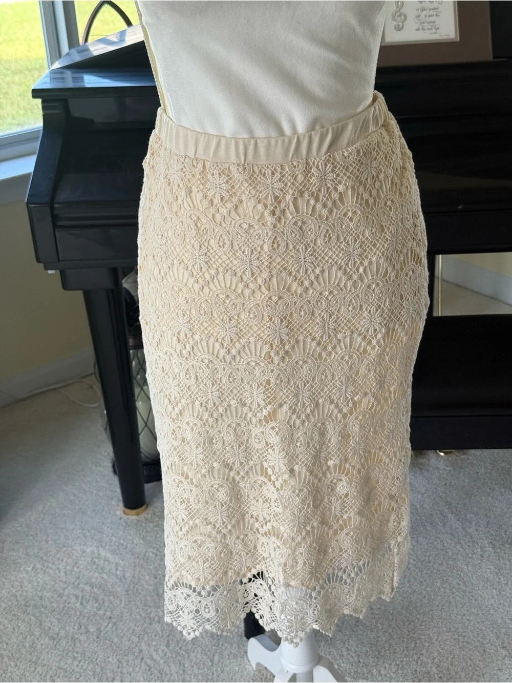 Adiva cream cotton lace scalloped hem skirt coquette elegant feminine womens